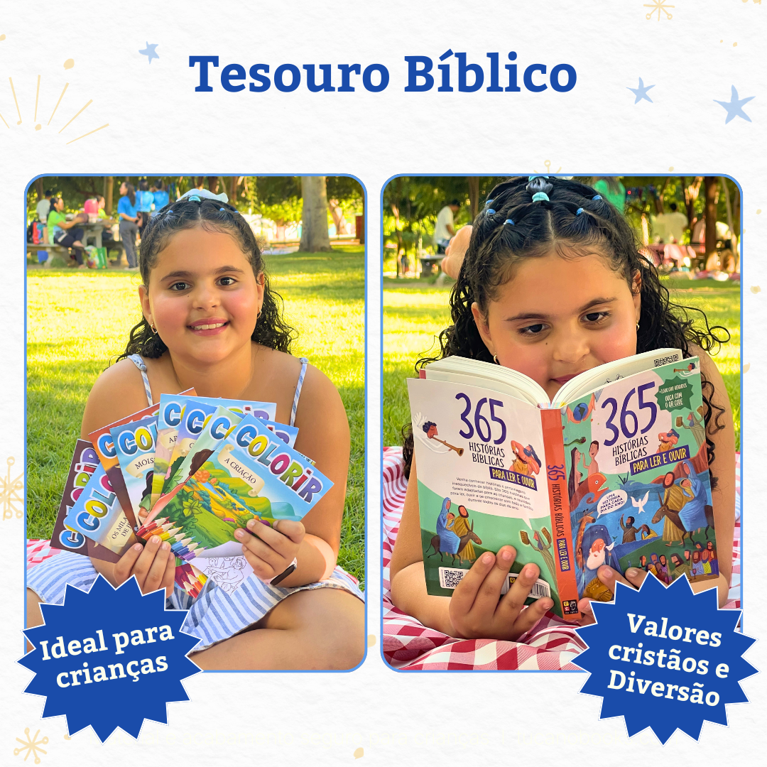 Tesouro Bíblico: 365 Histórias para Dormir + Kit Colorir Cristão