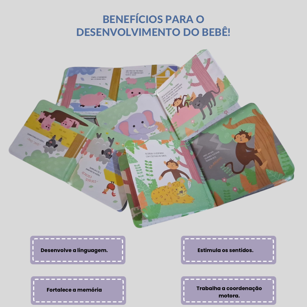 Combo Banho Explorador: Animais da Fazenda e Safári (4 Livros)