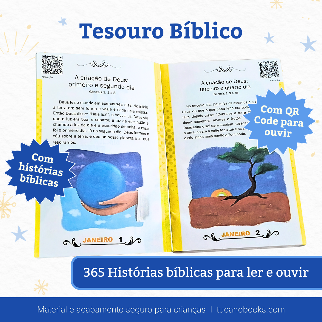Tesouro Bíblico: 365 Histórias para Dormir + Kit Colorir Cristão