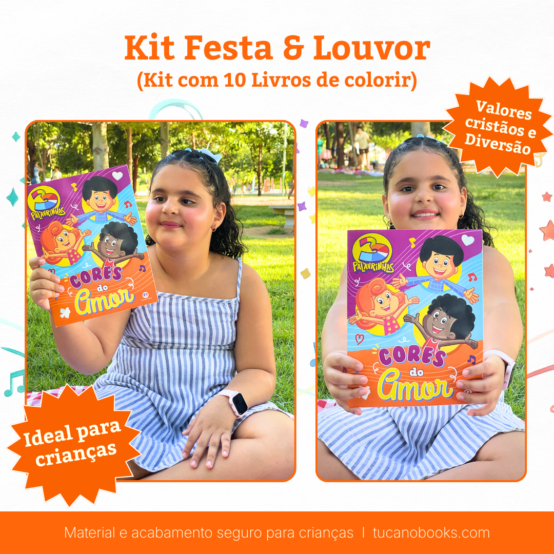 Kit Festa & Louvor: 10 Livros de Colorir 3 Palavrinhas (Ideal para Lembrancinhas)