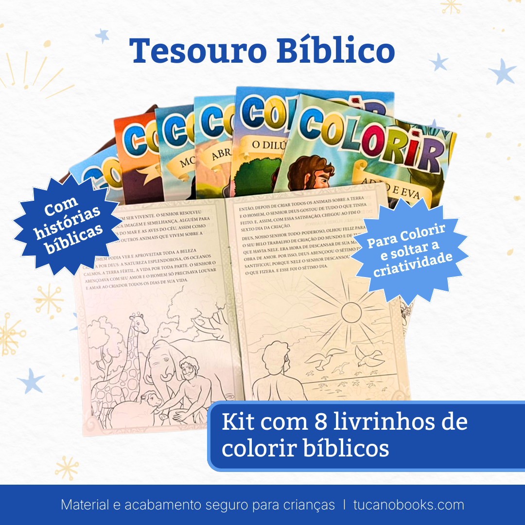 Tesouro Bíblico: 365 Histórias para Dormir + Kit Colorir Cristão