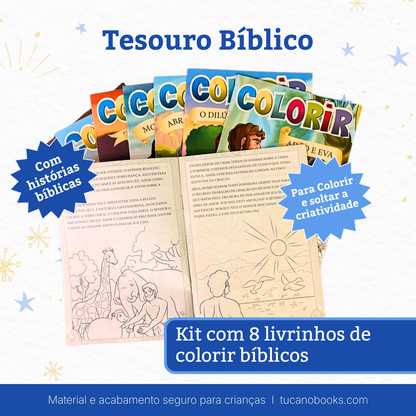 Tesouro Bíblico: 365 Histórias para Dormir + Kit Colorir Cristão
