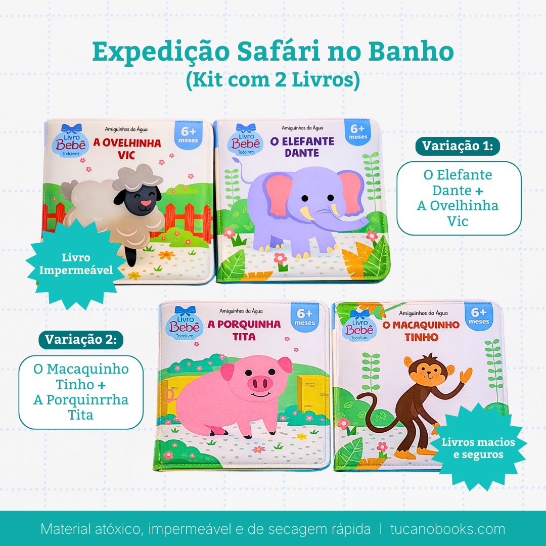 Expedição Safári no Banho: Diversão Impermeável (Kit com 2)