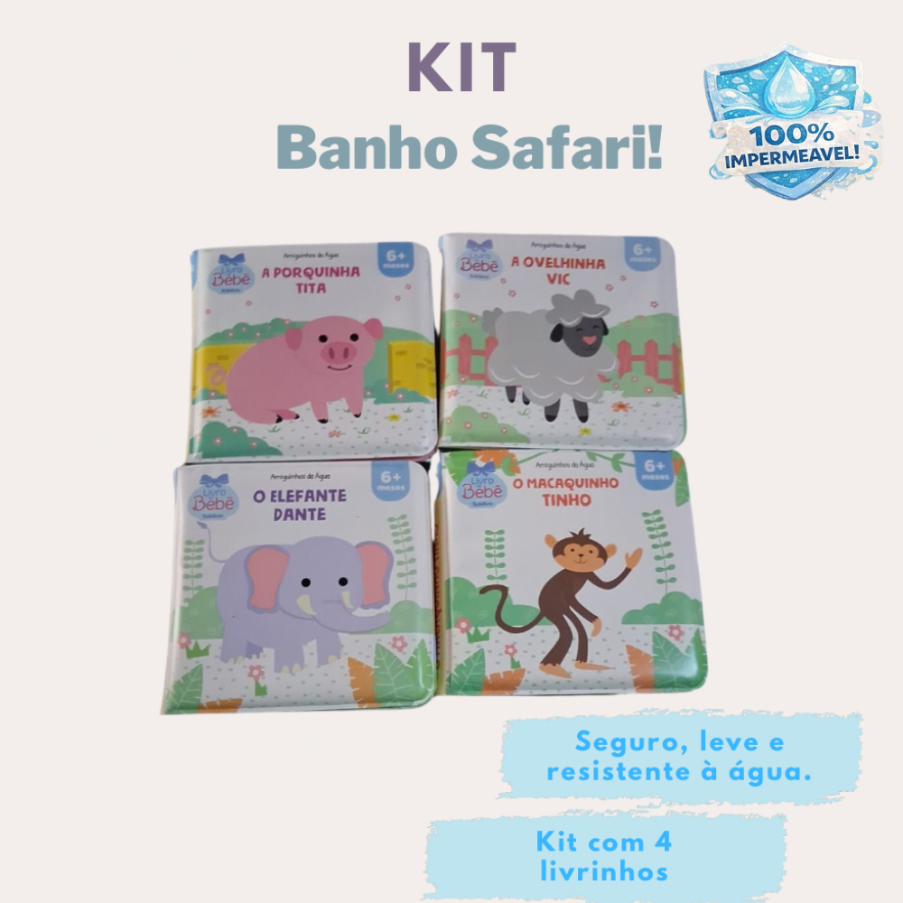Combo Banho Explorador: Animais da Fazenda e Safári (4 Livros)