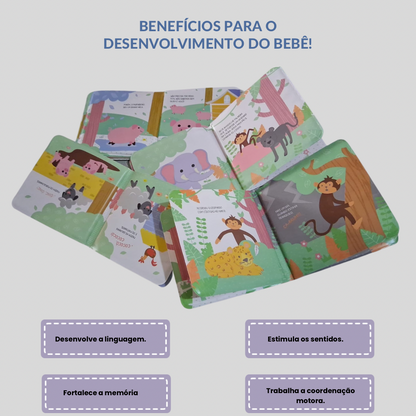 Combo Banho Explorador: Animais da Fazenda e Safári (4 Livros)